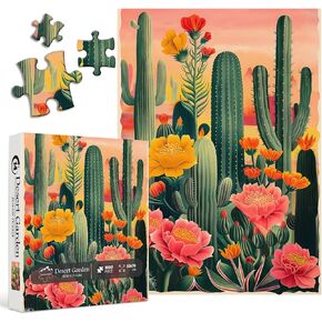 PICKFORU Cactus Puzzles for Adults 1000 Pieces, Vintage Succulent Plant Puzzle, Hard Challenge Flower Art Puzzles as Home Decor