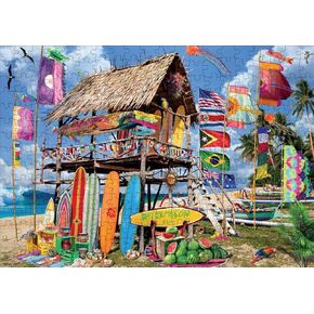 Buffalo Games - Garry Walton - Watermelon Surf Shack - 300 Piece Jigsaw Puzzle for Adults Challenging Puzzle Perfect for Game Nights - Finished Puzzle Size is 21.25 x 15.00
