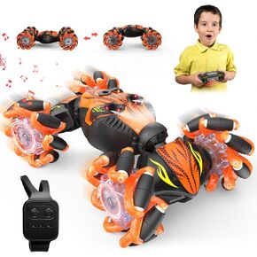 Gesture Sensing Remote Control Car,4WD Gesture Stunt RC Car 360° Rotate Transform Drift Toys Rc Hand Controlled Car with Lights Music Sprayer,Best Christmas or Birthday Gift for 6-23 Boys Girls
