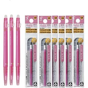 Pilot FriXion Ball Slim 038 Retractable Erasable Gel Ink Pen, Extra Fine Point 0.38mm, Pink Ink, 3 Pens & 6 Refills Value Set