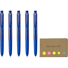 Signo RT1 Retractable Gel Ink Pen, Extra Fine Point 0.5mm, Rubber Grip, Blue Ink, 5-Pack, Sticky notes Value Set