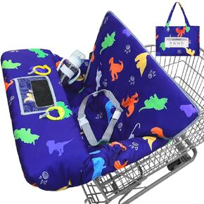 Shopping Cart Cover for Baby Girl Grocery Cart Cover for Baby 2 in 1 High Chair Covers for Restaurant Cart Cover for Babies with Storage Bag Baby Shopping Cart Seat Covers Machine Washable