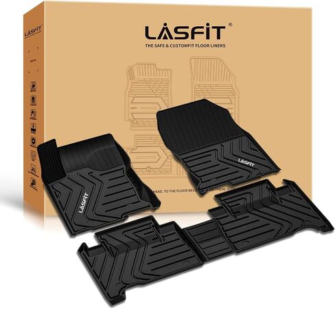 سجادات أرضية LASFIT لسيارة Lexus RX 2016-2022 (RX350/ RX450h) / 2018-2022 RXL (RX350L/ RX450hL)، بطانات أرضية مناسبة لجميع الأحوال الجوية، سجادات سيارة TPE تناسب جميع الأحوال الجوية، سجادات أمامية وخلفية، أسود in Saudi Arabia