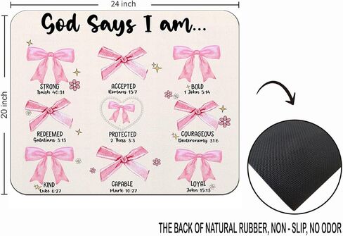 OFlich God Says I am Christian Mouse Pad، Coquette Pink Bow Mouse Pads للمكتب، هدايا مسيحية للنساء، لوحة ماوس جرلي، لوازم مكتبية وردية، ملحقات مكتب جرلي، 9.5 × 7.9 بوصة in Kuwait
