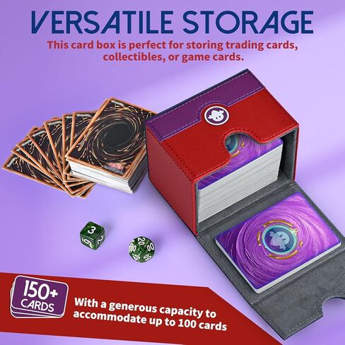 صندوق سطح البطاقات لـ PTCG MTG يناسب أكثر من 120 بطاقة ذات أكمام، صندوق تخزين بطاقات Magic Commander لبطاقات ألعاب TCG CCG (بني وأزرق) in Saudi Arabia