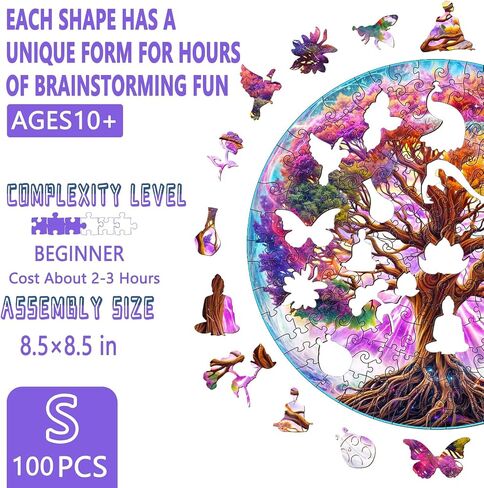 Wooden Puzzles for Adults - Dreamy Tree of Life Wooden Puzzle, Unique Shape Wooden Jigsaw Puzzles for Adults, Wood Puzzles Adult, Perfect for Birthday, Family Puzzle, 280 Piece 13.4 x 13.4in Large in Kuwait