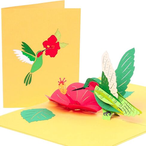 PopLife Hummingbird and Hibiscus 3D Pop Up Mother’s Day Card - Anniversary, Birthday, Valentine's Day - for Mom, for Her, for Sister, Daughter, Grandma, Wife - Thank You, Get Well in Kuwait
