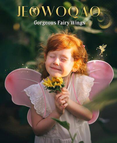 Jeowoqao Girls Wings Fairy Wings, Kids Butterfly Wings Little Girls Wings Costume for Birthday Party Halloween Dress up in Kuwait