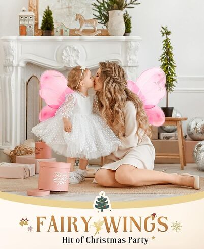 Jeowoqao Girls Wings Fairy Wings, Kids Butterfly Wings Little Girls Wings Costume for Birthday Party Halloween Dress up in Kuwait