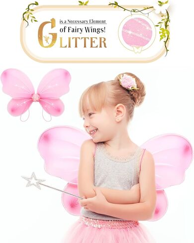 Jeowoqao Girls Wings Fairy Wings, Kids Butterfly Wings Little Girls Wings Costume for Birthday Party Halloween Dress up in Kuwait