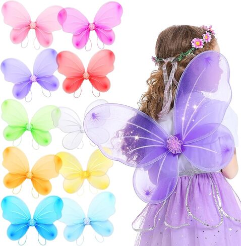 Jeowoqao Girls Wings Fairy Wings, Kids Butterfly Wings Little Girls Wings Costume for Birthday Party Halloween Dress up in Kuwait