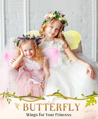 Jeowoqao Girls Wings Fairy Wings, Kids Butterfly Wings Little Girls Wings Costume for Birthday Party Halloween Dress up in Kuwait