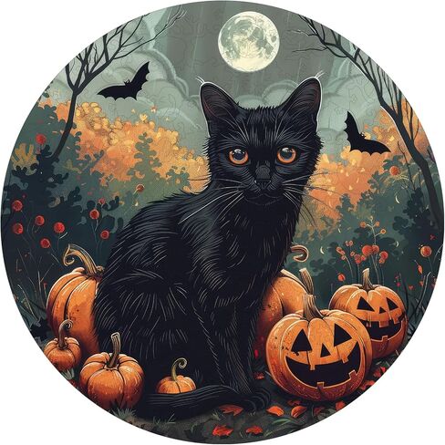 Halloween Puzzles for Adults, Black Cat Wooden Puzzles, 200 Pieces Fun Challenge Brain Halloween Jigsaw Puzzles Family Games Birthday for Adults and Kids 11.2 * 11.2in in Saudi Arabia