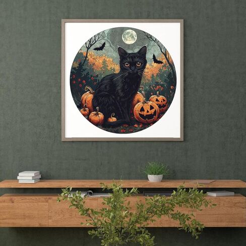 Halloween Puzzles for Adults, Black Cat Wooden Puzzles, 200 Pieces Fun Challenge Brain Halloween Jigsaw Puzzles Family Games Birthday for Adults and Kids 11.2 * 11.2in in Saudi Arabia