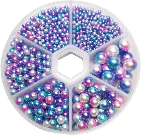 Chenkou Craft 1550PCS 1 Box Plastic Round Imitation Pearls Bead No Hole Loose Beads Gem (Dark Mix, Mix) in Kuwait