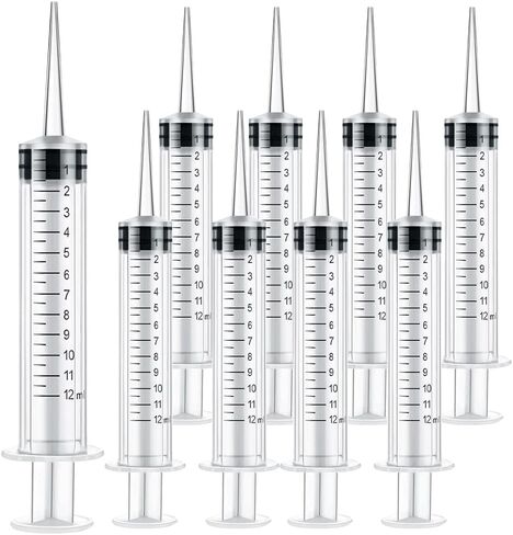 9 Pack 12ml/cc Dental Syringe with Curved Tip & Measurement Disposable Graduated Dental Irrigation Syringe for Oral Dental Care, Tonsil Stones Removing, Lab, Feed Small Pet (9 Pack-Curved-Measurement) in Saudi Arabia