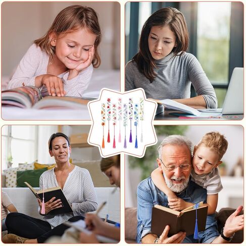 علامات مرجعية على شكل زهرة أكريليك من YoeeJob لمحبي الكتب، 8 قطع من الإشارات المرجعية الشفافة من الأكريليك مع شرابة ملونة للقارئ/الكاتب/النساء/الرجال/الفتيات/المعلمين، 8 أنماط in Kuwait
