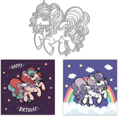 Cartoon Animal Horse Die Cuts for Card Making, Fantasy Pony Cutting Dies Cute Unicorn Dies Stencils Embossing Template for Scrapbooking DIY Cards Album Crafts Supplies in Saudi Arabia