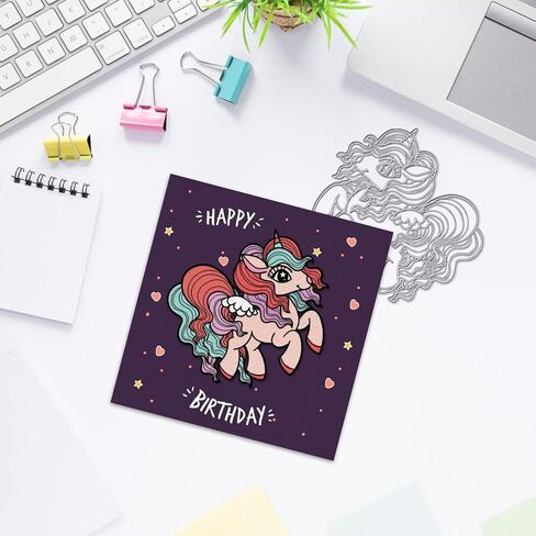 Cartoon Animal Horse Die Cuts for Card Making, Fantasy Pony Cutting Dies Cute Unicorn Dies Stencils Embossing Template for Scrapbooking DIY Cards Album Crafts Supplies in Saudi Arabia