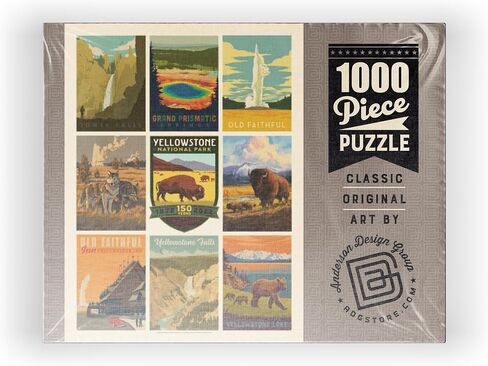 حديقة MyPuzzle Yellowstone الوطنية: طباعة تذكارية للذكرى السنوية الـ 150، ملصق عتيق - أحجية الصور المقطوعة الممتازة المكونة من 1000 قطعة للبالغين in Kuwait