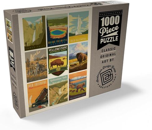 حديقة MyPuzzle Yellowstone الوطنية: طباعة تذكارية للذكرى السنوية الـ 150، ملصق عتيق - أحجية الصور المقطوعة الممتازة المكونة من 1000 قطعة للبالغين in Kuwait