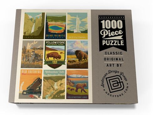 حديقة MyPuzzle Yellowstone الوطنية: طباعة تذكارية للذكرى السنوية الـ 150، ملصق عتيق - أحجية الصور المقطوعة الممتازة المكونة من 1000 قطعة للبالغين in Kuwait