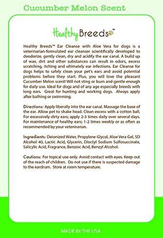 Healthy Breeds Miniature Schnauzer Ear Cleanse with Aloe Vera Cucumber Melon 8 oz in Saudi Arabia
