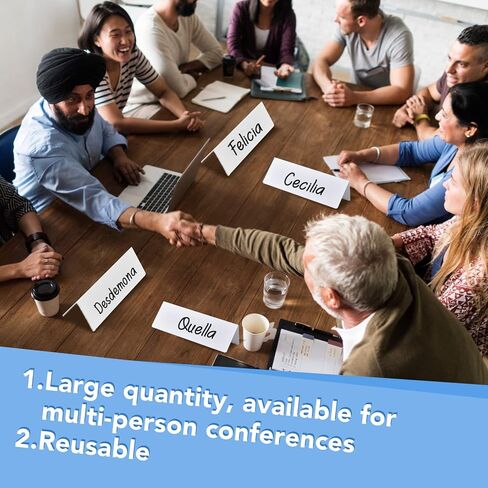 50 Pieces Dry Erase Name Tent Table Cards 5.8 x 7.9 Inches Non Adhesive Reusable Desk Name Cards Tags Plates with 3 Pieces Black Markers for Weddings, White in Kuwait