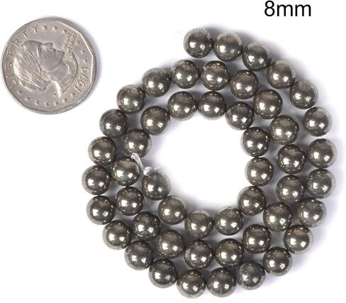 Pyrite 8mm Gemstone Round Loose Strand Beads for DIY Necklace Bracelet Jewelry Making 15 Inch in Saudi Arabia