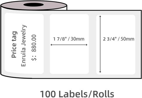 Phomemo M110 Label, White Thermal Paper Compatible with Phomemo M220 M110 M110S M221 M200 Label Printer, Square Self-Adhesive Label, Black on White, 1.96"x1.18"(50x30mm), 230 Labels/Roll, Total 6 Roll in Saudi Arabia