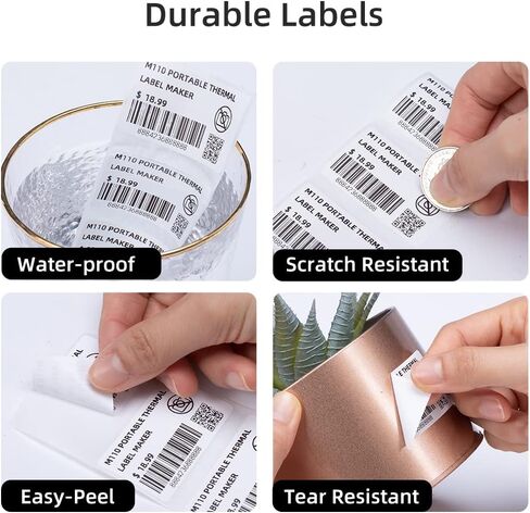 Phomemo M110 Label, White Thermal Paper Compatible with Phomemo M220 M110 M110S M221 M200 Label Printer, Square Self-Adhesive Label, Black on White, 1.96"x1.18"(50x30mm), 230 Labels/Roll, Total 6 Roll in Saudi Arabia