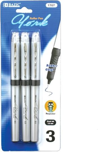 BAZIC York Black Color Jumbo Rollerball Pen w/Grip (3/Pack) in Saudi Arabia