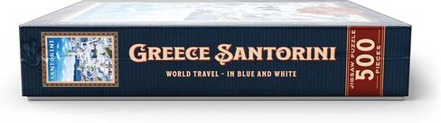 MyPuzzle Greece Santorini - in Blue and White, Vintage Travel Poster - Premium 500 Piece Jigsaw Puzzle for Adults in Kuwait