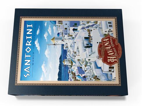 MyPuzzle Greece Santorini - in Blue and White, Vintage Travel Poster - Premium 500 Piece Jigsaw Puzzle for Adults in Kuwait