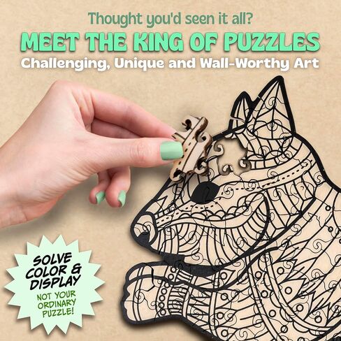 Squirrel Mandala Coloring Jigsaw Puzzles for Adults - 2-in-1 Adult Puzzles & Coloring Set, Challenging Wooden Puzzle for Adults & Family Quality Time, Includes 12 Acrylic Markers for Creative Fun in Saudi Arabia