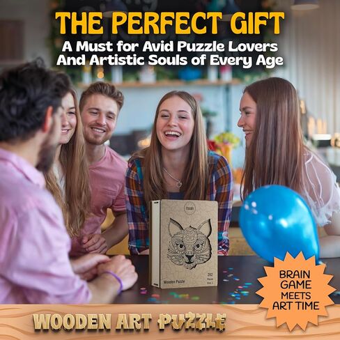 Squirrel Mandala Coloring Jigsaw Puzzles for Adults - 2-in-1 Adult Puzzles & Coloring Set, Challenging Wooden Puzzle for Adults & Family Quality Time, Includes 12 Acrylic Markers for Creative Fun in Saudi Arabia
