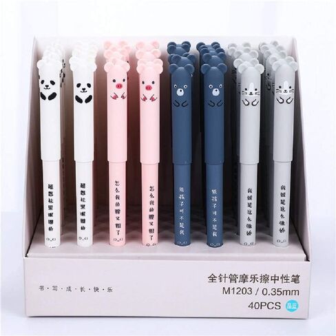 N / A 8pcs Erasable Cute Kawaii Pens Cartoon Animal Cat Pig Bear Panda Erasable Gel Pen Ballpoint Pens For Bullet Journaling Note Office Supplies (Blue Ink) in Kuwait