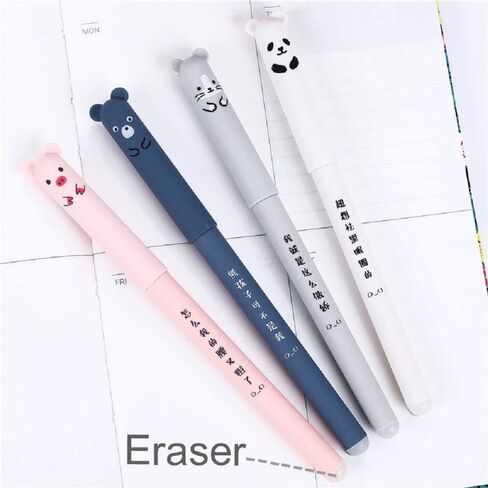 N / A 8pcs Erasable Cute Kawaii Pens Cartoon Animal Cat Pig Bear Panda Erasable Gel Pen Ballpoint Pens For Bullet Journaling Note Office Supplies (Blue Ink) in Kuwait