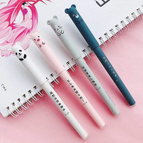 N / A 8pcs Erasable Cute Kawaii Pens Cartoon Animal Cat Pig Bear Panda Erasable Gel Pen Ballpoint Pens For Bullet Journaling Note Office Supplies (Blue Ink) in Kuwait