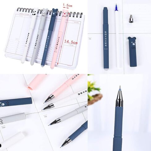 N / A 8pcs Erasable Cute Kawaii Pens Cartoon Animal Cat Pig Bear Panda Erasable Gel Pen Ballpoint Pens For Bullet Journaling Note Office Supplies (Blue Ink) in Kuwait