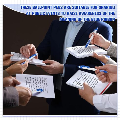 Yexiya 100 Pcs Awareness Ribbon Pen 1.0 mm Abuse Awareness Message Pens Colon Cancer Retractable Ribbon Gel Pens for Mental Health Awareness Charity Volunteers Activities, Black Ink(Blue) in Saudi Arabia