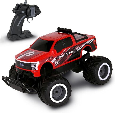 يعني الآلات: RTR RC - Ford F150 Lightning - أحمر - أداء عالٍ 2.4 جيجا هرتز للدونتس والعجلات، تعزيز توربو، مركبة جاهزة للتشغيل يتم التحكم فيها عن بعد in Kuwait