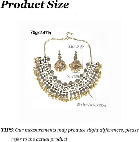 Rhinestone Jewelry Sets Indian Choker Necklace Earrings Pearl Cluster Statement Necklace Set in Red or Green Tone for Women in Kuwait