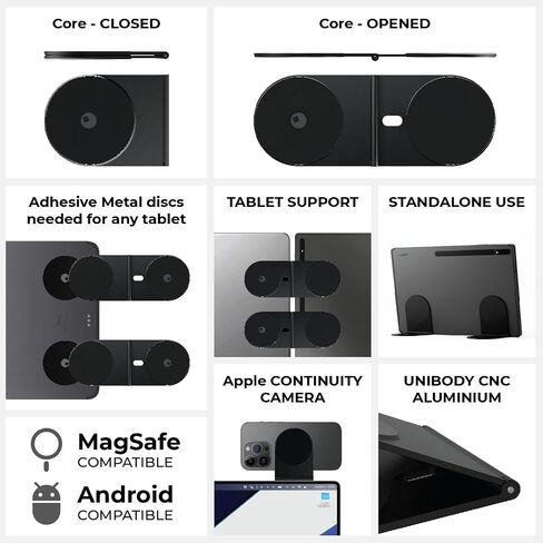 Rolling Square Edge Pro Tablet Kit - MagSafe Compatible Mobile Tablet and Magnetic Phone Holder for Smartworking and Productivity - Space Grey in Kuwait