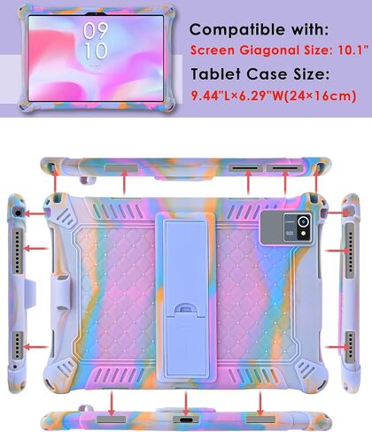 DETUOSI 10.1 inch Multi-Angle Soft Silicone Tablet Case, Rose Red & Purple in Kuwait