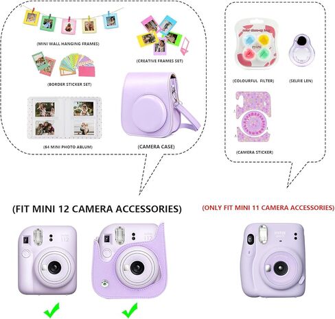 WOGOZAN لكاميرا Fujifilm Instax Mini 11 الفورية للأطفال، مجموعة ملحقات حافظة مخصصة + فلاتر ألوان، ألبوم صور، إطارات متنوعة، عدسات سيلفي + المزيد (أرجواني سحري) (بدون كاميرا) in Saudi Arabia