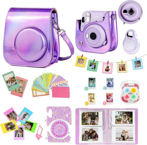 Mini 12 Accessories for Fujifilm Instax Mini 12/11 Instant Camera | Include Mini 12/11 Case, 64 Photo Album, 5 Magnetic Frames, 17 Mini Picture Frames and 50 Stickers, Magic Purple, No Camera in Saudi Arabia