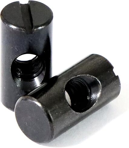 Xadnitu 1/4"-20 Threaded 10mmX16mm Black Barrel Nuts,Carbon Steel with Black Oxide Cross Dowel Hammer Slotted Nuts Hardware Replacement for Furniture Toddler Beds,Baby Cribs,Futon Bunk Bed (25) in Saudi Arabia
