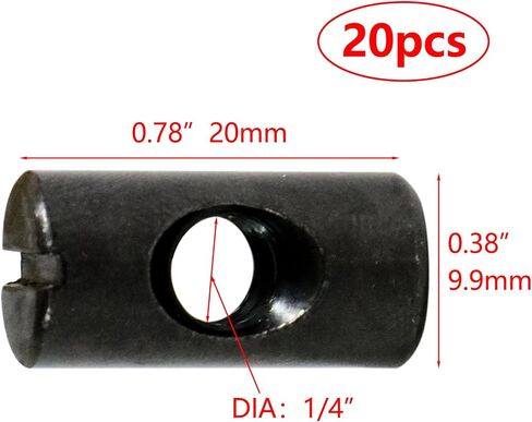 Xadnitu 1/4"-20 Threaded 10mmX16mm Black Barrel Nuts,Carbon Steel with Black Oxide Cross Dowel Hammer Slotted Nuts Hardware Replacement for Furniture Toddler Beds,Baby Cribs,Futon Bunk Bed (25) in Saudi Arabia