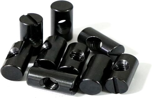 Xadnitu 1/4"-20 Threaded 10mmX16mm Black Barrel Nuts,Carbon Steel with Black Oxide Cross Dowel Hammer Slotted Nuts Hardware Replacement for Furniture Toddler Beds,Baby Cribs,Futon Bunk Bed (25) in Saudi Arabia